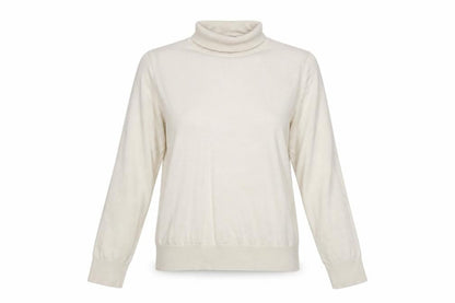 Marks & Spencer Women Ivory UK 8 Pure Merino Wool Roll Neck Jumper