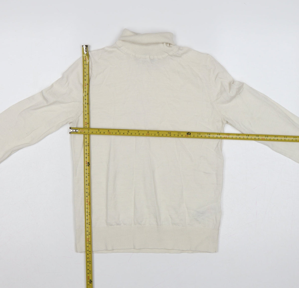 Marks & Spencer Women Ivory UK 8 Pure Merino Wool Roll Neck Jumper