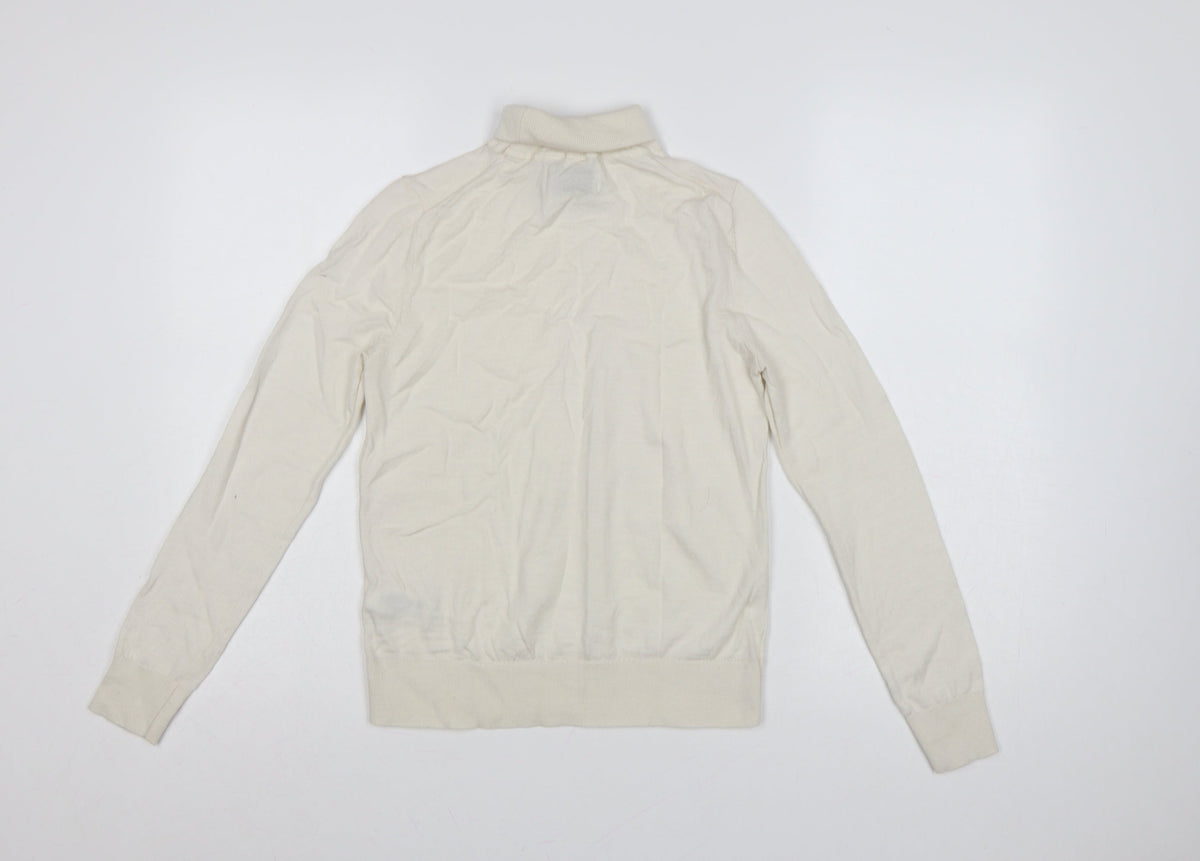 Marks & Spencer Women Ivory UK 8 Pure Merino Wool Roll Neck Jumper