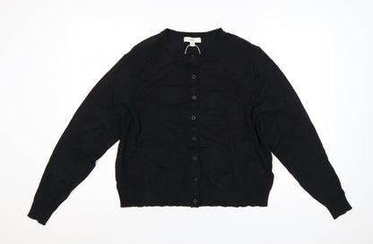 Marks and Spencer Women Black Size 18 Round Neck Button Cardigan
