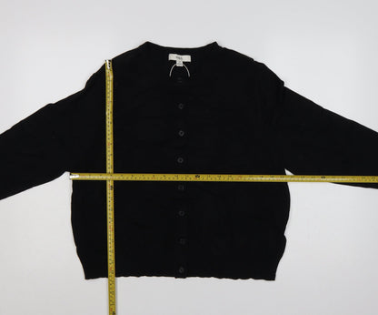 Marks and Spencer Women Black Size 18 Round Neck Button Cardigan