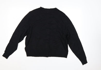 Marks and Spencer Women Black Size 18 Round Neck Button Cardigan