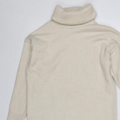 New Look Women Ivory S Roll Neck Longline Knit Tunic Jumper