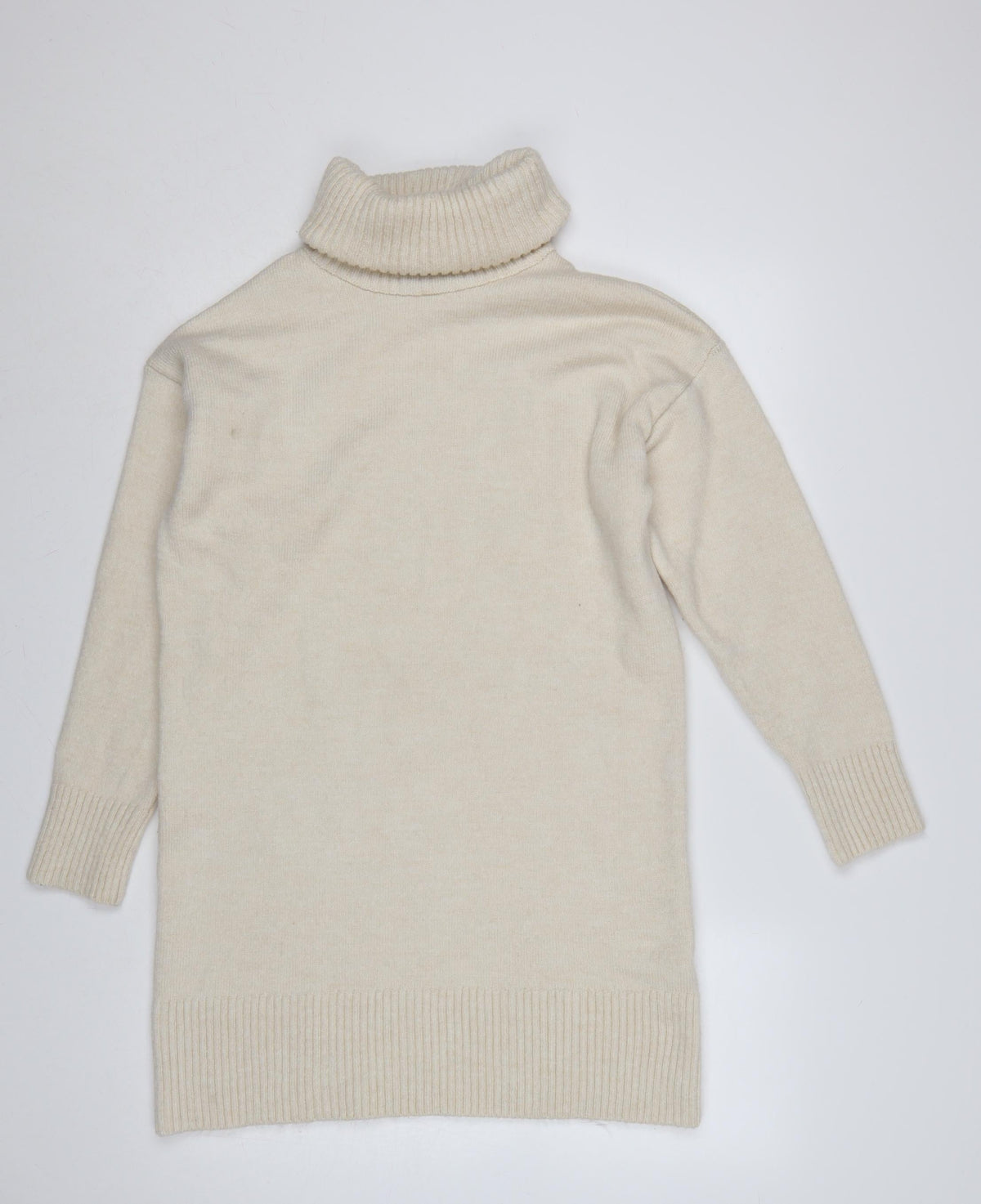 New Look Women Ivory S Roll Neck Longline Knit Tunic Jumper