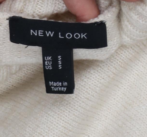 New Look Women Ivory S Roll Neck Longline Knit Tunic Jumper