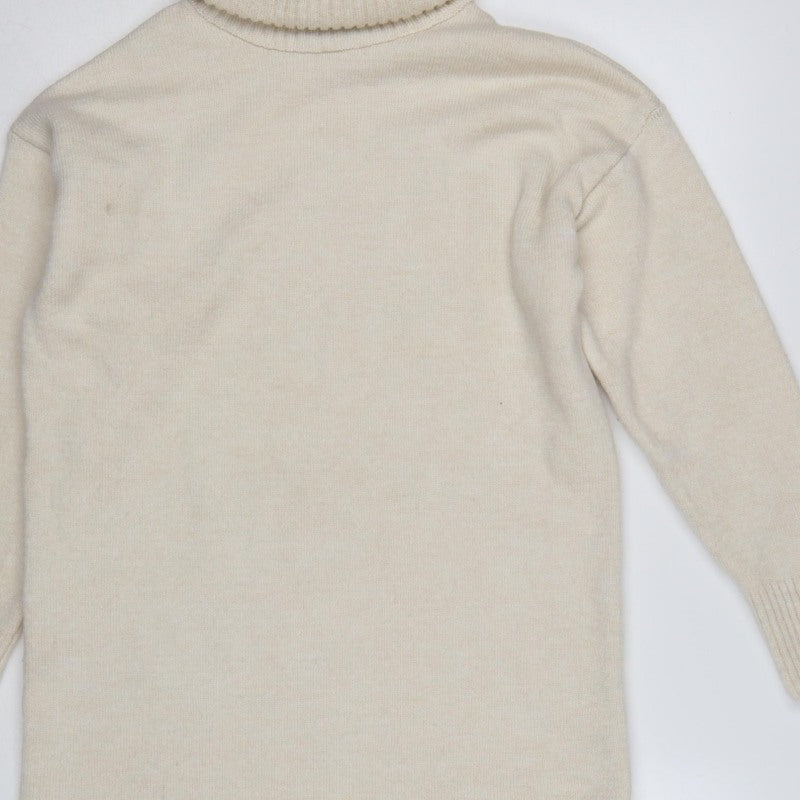 New Look Women Ivory S Roll Neck Longline Knit Tunic Jumper