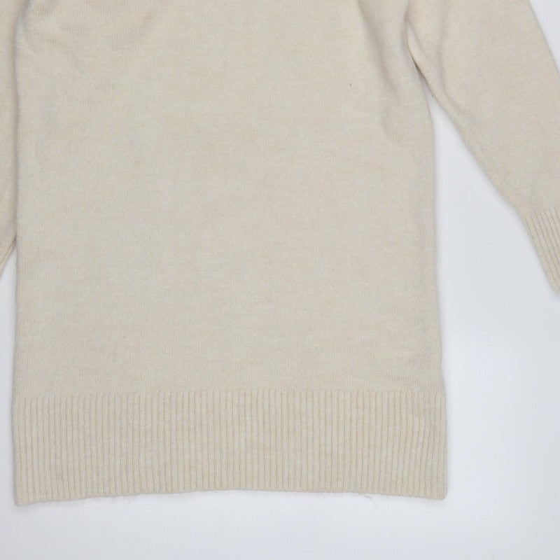 New Look Women Ivory S Roll Neck Longline Knit Tunic Jumper