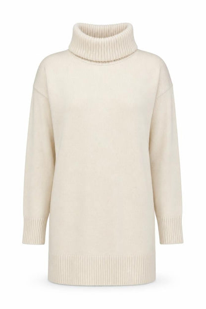 New Look Women Ivory S Roll Neck Longline Knit Tunic Jumper