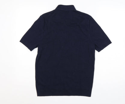 Marks and Spencer Men’s Blue M Cotton Rich Short Sleeve Knit Polo