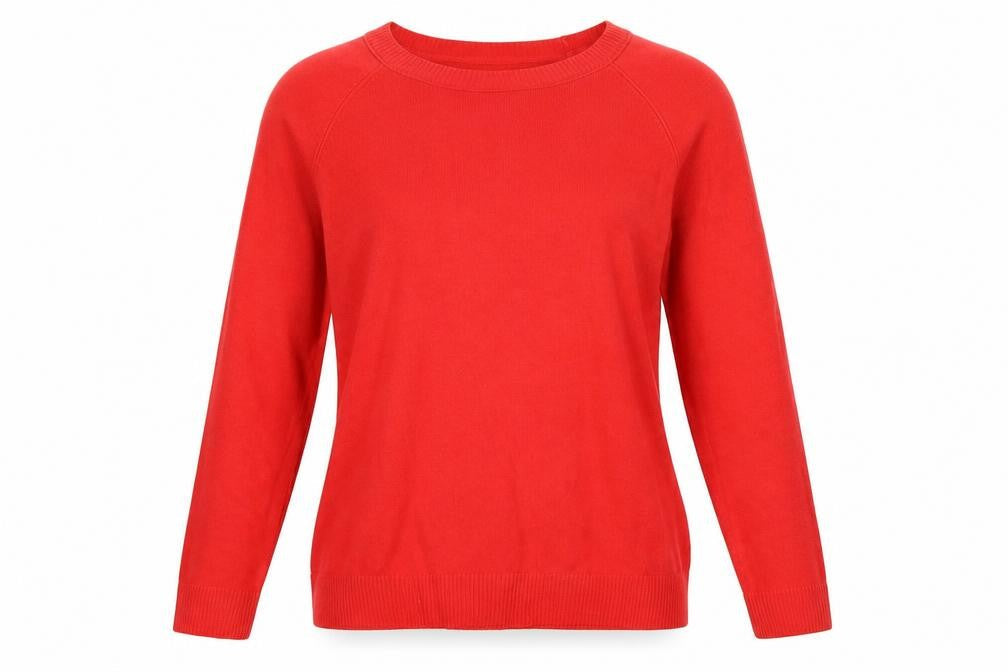 Tu Women Red UK 12 Crew Neck Raglan Sleeve Acrylic Knit Pullover Jumper
