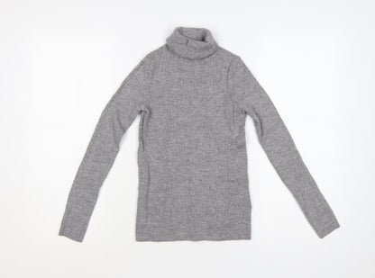 UNIQLO Women Grey S 100% Wool Roll Neck Slim Knit Jumper