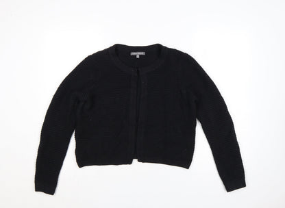 Laura Ashley Women Black UK 14 Cotton Cashmere Knit Open Cardigan