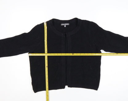 Laura Ashley Women Black UK 14 Cotton Cashmere Knit Open Cardigan