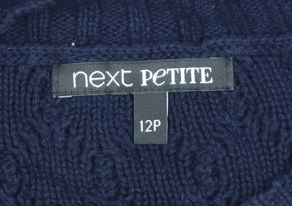 Next Petite Women’s Navy UK 12P Cable Knit Crew Neck Jumper