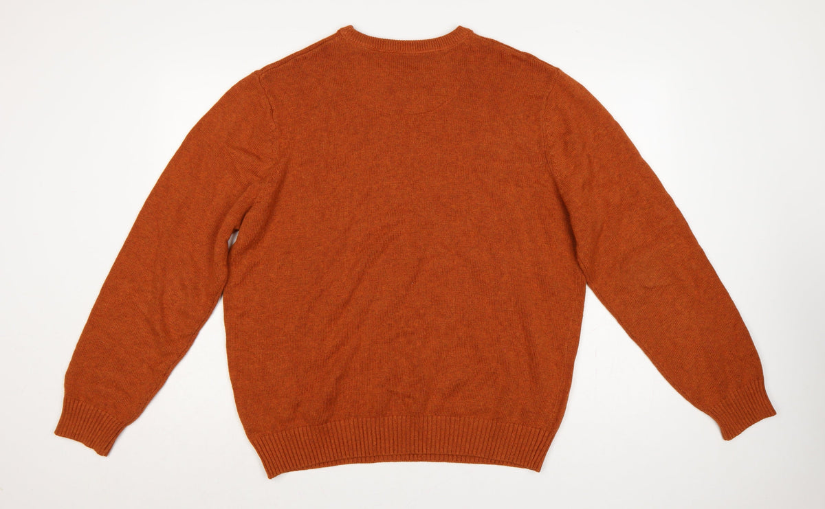 Maine New England Men’s Orange L Crew Neck Knit Pullover Jumper