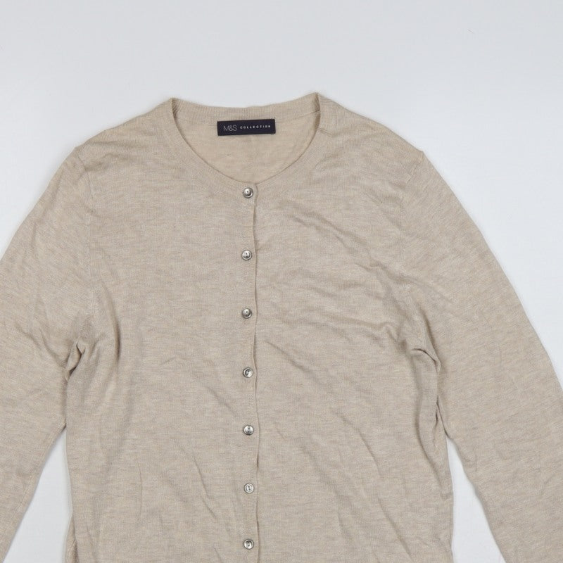 Marks and Spencer Women’s Beige Size 12 Button Knit Cardigan