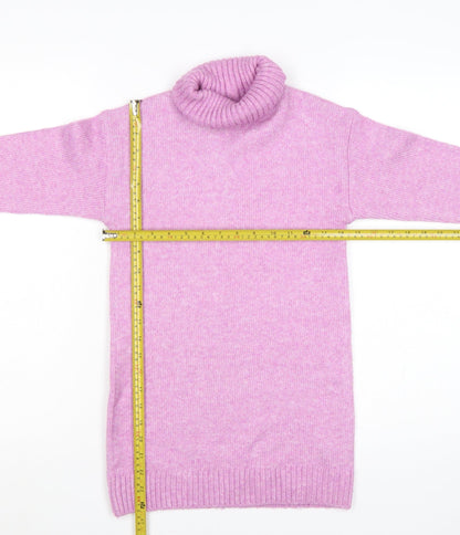 George Girls Pink 7-8 Years Roll Neck Knit Tunic Jumper