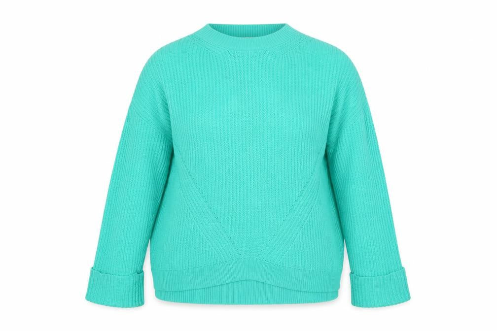 Tu Woman Green Chunky Knit Crew Neck Pullover Jumper Size 14