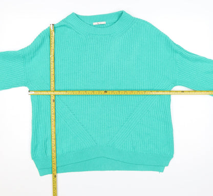 Tu Woman Green Chunky Knit Crew Neck Pullover Jumper Size 14