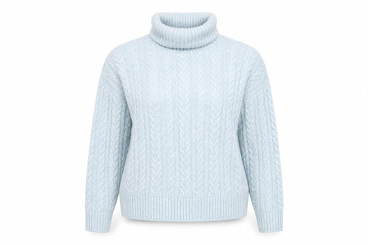 Nutmeg Women Blue Size 14 Cable Knit Roll Neck Jumper