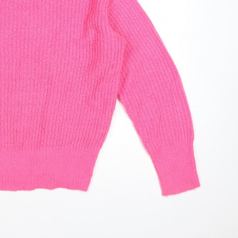 Lipsy Women Pink UK 16 Roll Neck Rib Knit Pullover Jumper