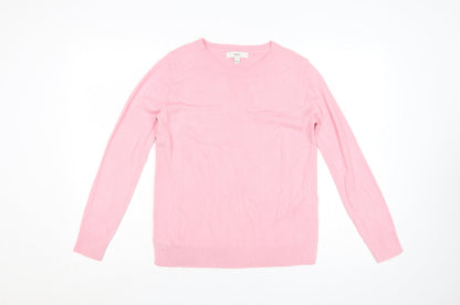 Marks & Spencer Women Pink Size 8 Crew Neck Acrylic Knit Pullover Jumper