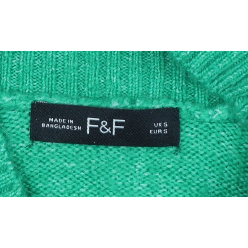 F&F Women Green Size S High Neck Knit Pullover Jumper