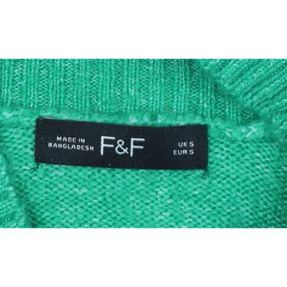 F&F Women Green Size S High Neck Knit Pullover Jumper
