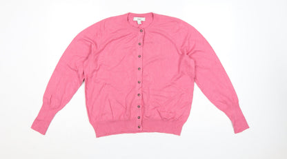 Marks and Spencer Women Pink Size 16 Button Knit Cardigan