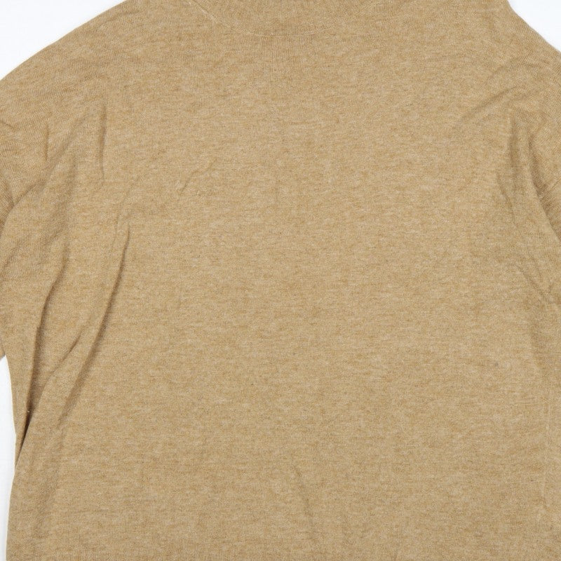 Next Women Beige XL Mock Neck Knit Jumper Red Stripe Cuffs