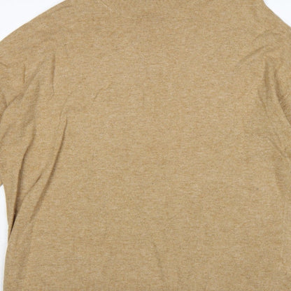 Next Women Beige XL Mock Neck Knit Jumper Red Stripe Cuffs