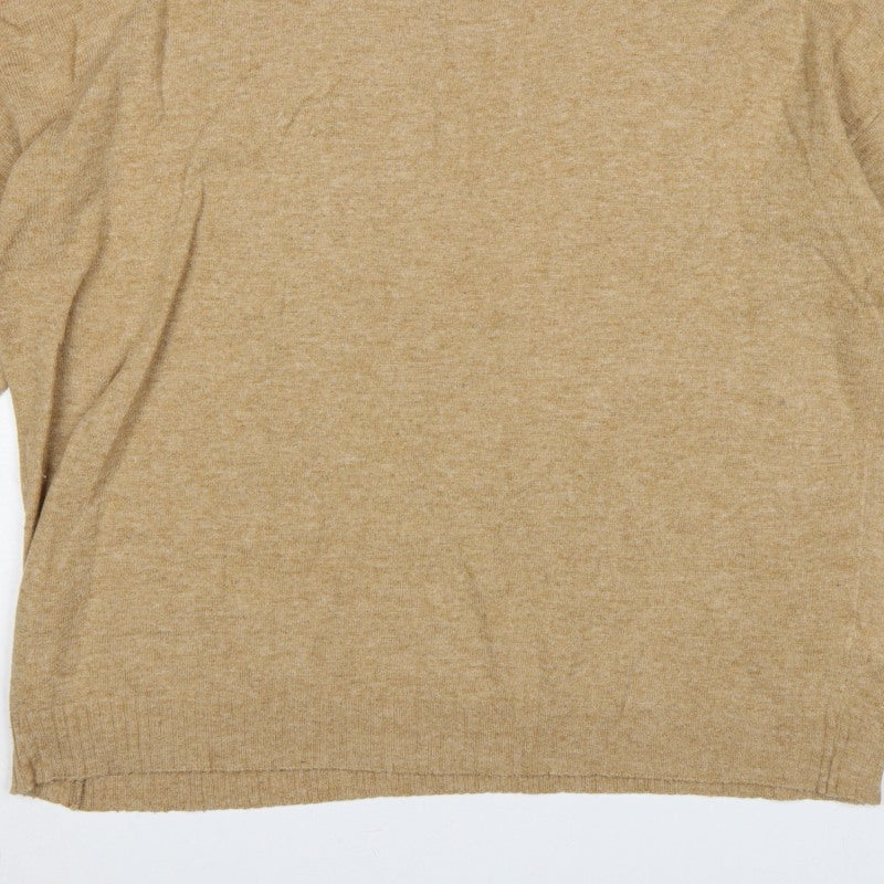 Next Women Beige XL Mock Neck Knit Jumper Red Stripe Cuffs