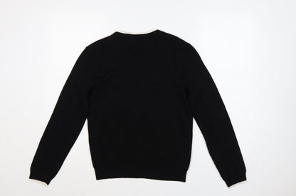 Tu Women’s Black S Fine Knit Contrast Trim Button Cardigan