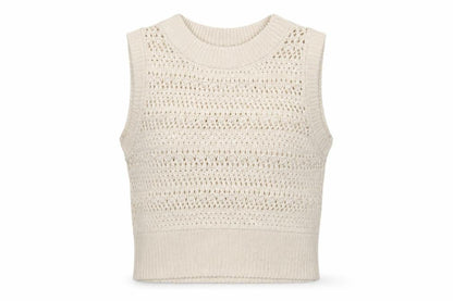 Rita Ora Primark Women Ivory UK 12 Open Knit Sleeveless Vest Jumper