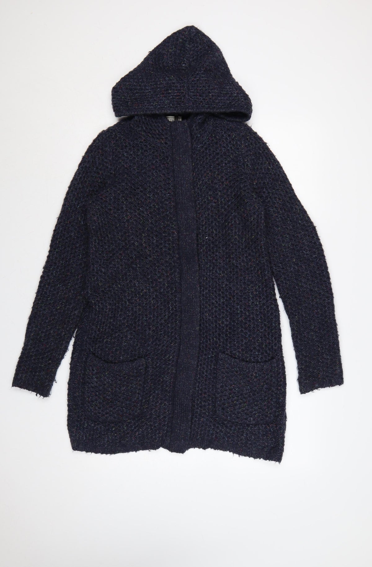 Fat Face Women’s Blue UK 8 Hooded Chunky Knit Zip Cardigan