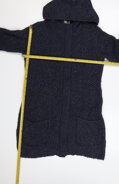 Fat Face Women’s Blue UK 8 Hooded Chunky Knit Zip Cardigan