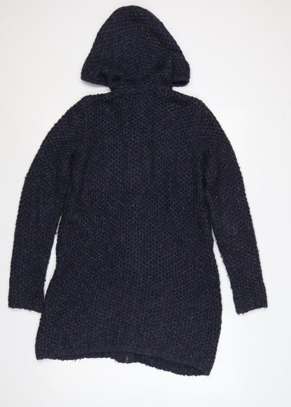 Fat Face Women’s Blue UK 8 Hooded Chunky Knit Zip Cardigan