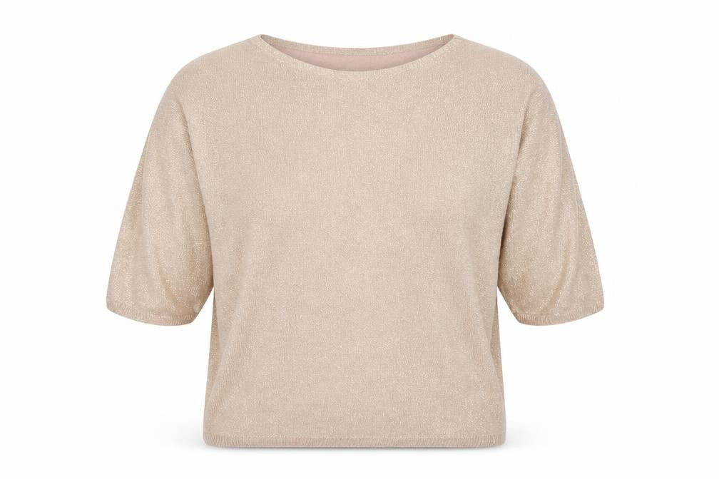 Tu Women’s Beige Glitter Knit Batwing Jumper UK 14 3/4 Sleeve