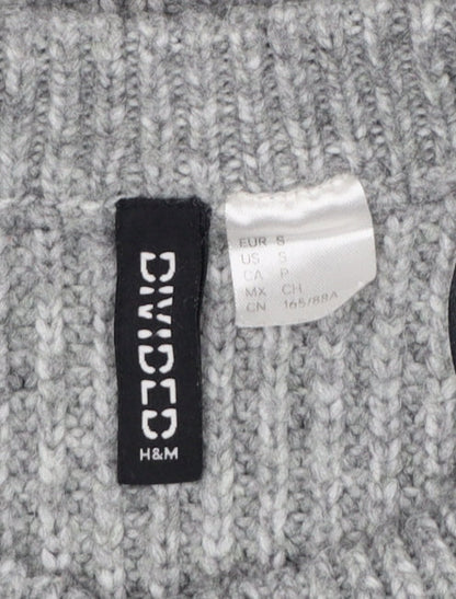 H&M Women Grey S Rib Knit Balloon Sleeve Pullover Jumper