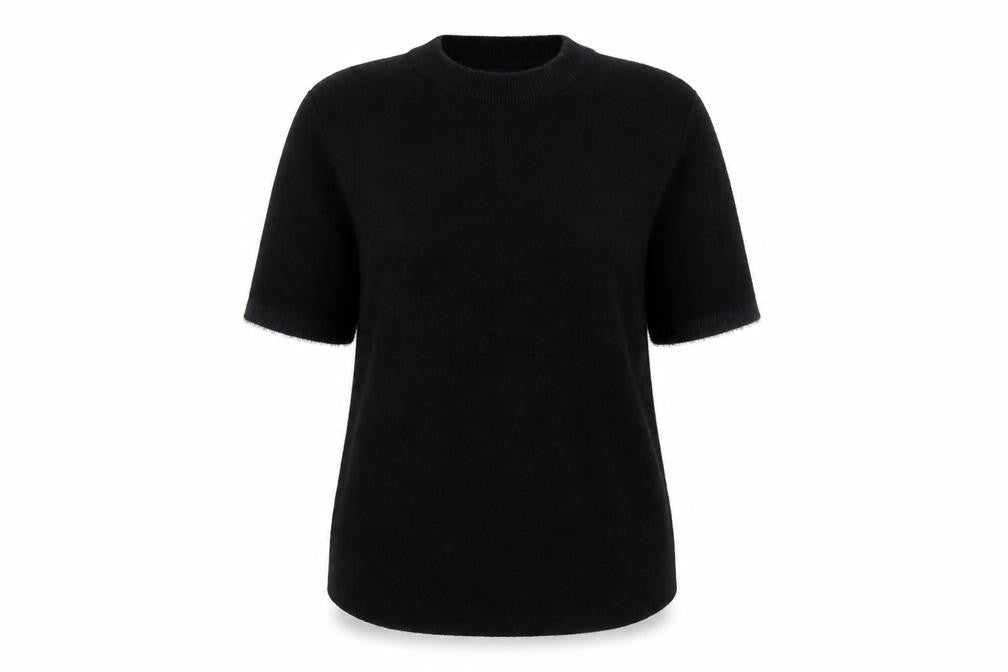 Zara Women Black M Short Sleeve Knit Mock Neck Pullover Jumper
