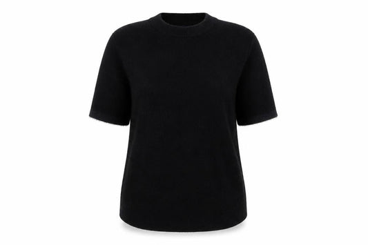 Zara Women Black M Short Sleeve Knit Mock Neck Pullover Jumper