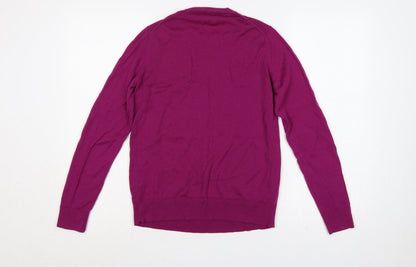M&S Women Purple Size 12 Extra Fine Merino Wool Crew Neck Jumper