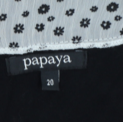 Brand and care label for Papaya Women’s Black, size UK 20, Floral Chiffon Sleeve V-Neck Jumper