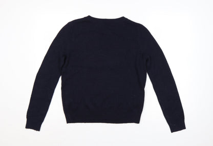 Marks and Spencer Women Blue UK 10 Christmas Stocking Sequin Knit Jumper