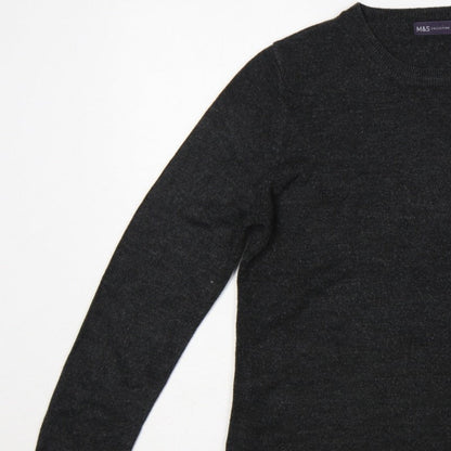 Marks and Spencer Women Grey Size 14 Crew Neck Knit Pullover Jumper