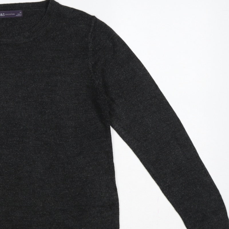 Marks and Spencer Women Grey Size 14 Crew Neck Knit Pullover Jumper