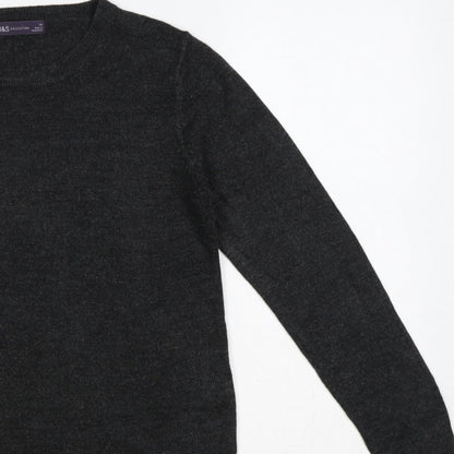 Marks and Spencer Women Grey Size 14 Crew Neck Knit Pullover Jumper