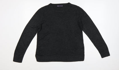 Marks and Spencer Women Grey Size 14 Crew Neck Knit Pullover Jumper
