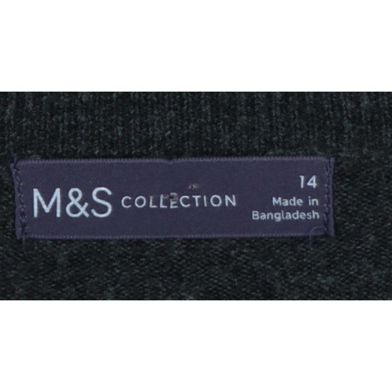 Marks and Spencer Women Grey Size 14 Crew Neck Knit Pullover Jumper