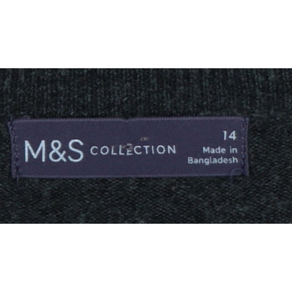 Marks and Spencer Women Grey Size 14 Crew Neck Knit Pullover Jumper